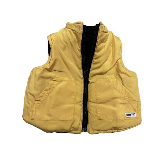 JANIE & JACK Reversible Toddler Puffer Vest Navy Yellow Pockets 18M Utility Gorp - Picture 1 of 4
